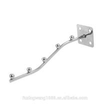 Round Metal Tubing Garment Display Rack Hooks Silver Tone