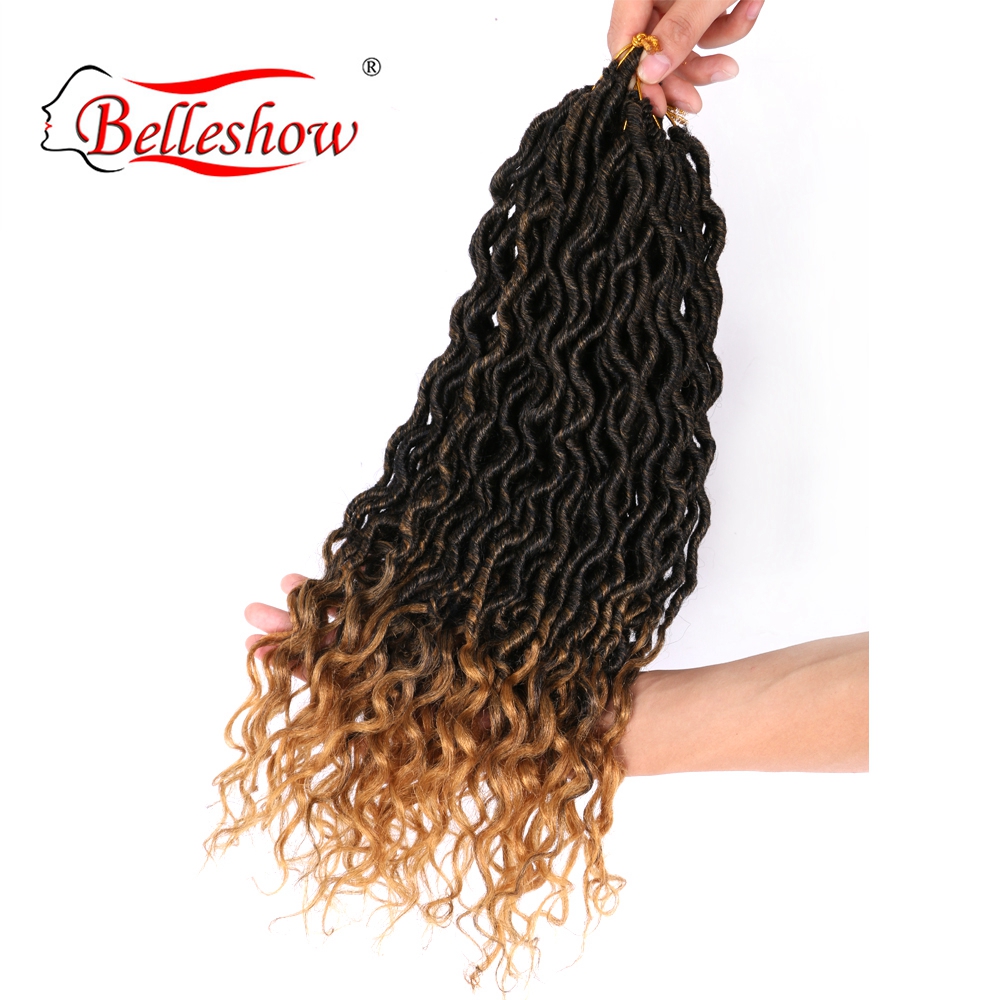 Hot sell wholesale 24 stands crochet braid hair faux locs with curly ends wavy faux locs crochet goddess faux locs