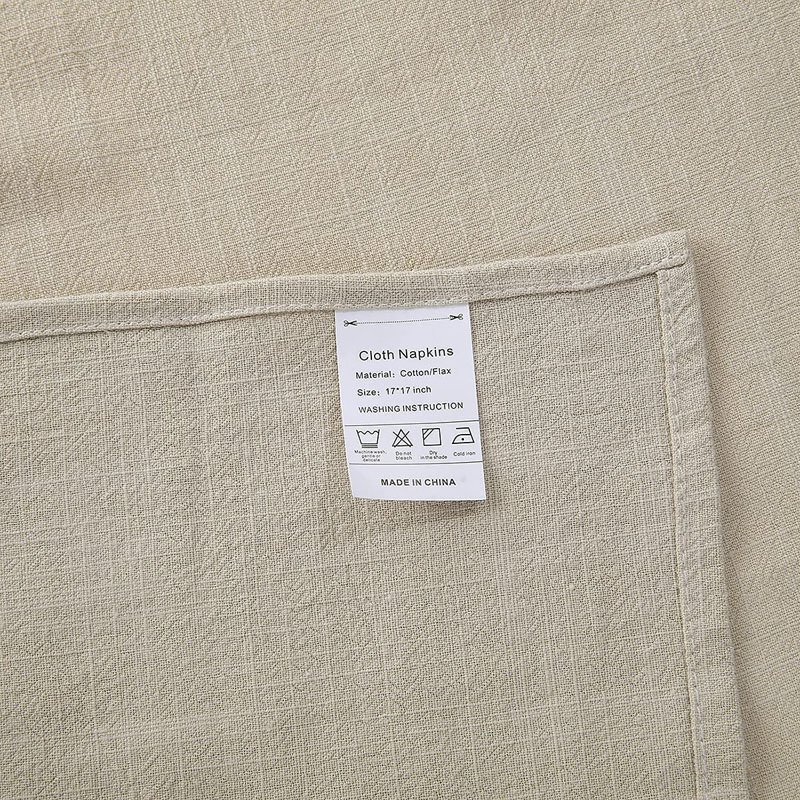 Soft Solid Color Linen Cotton Dinner Cloth Napkins Set of 12 (40 x 40 cm) Washable