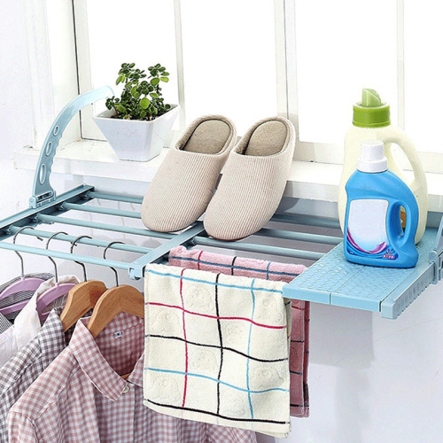 Adjustable Multifunction Home Balcony Hanging Shelf Clothes Drying Racks Clothes Shoes Hanger Coat Scarf Storage Organizer Rack