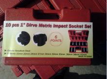10pc 1inch drive metric impact socket set