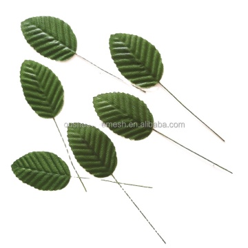 Artificial Greenery Fabric Leaves with Paper Covered Floral Stems for Flower Making