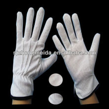 White Cotton Parade Gloves With Dots On Palm