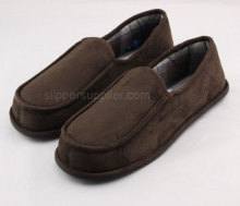 Mens microsuede check enclosed back slipper