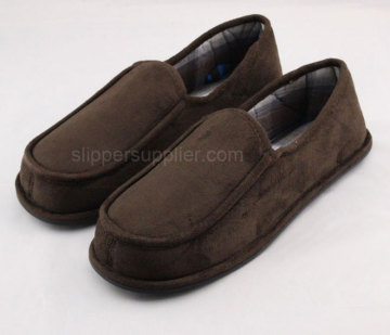 Mens microsuede check enclosed back slipper