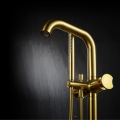 Brass floor-mount bath faucet