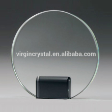 Round blank glass plaques awards with black base