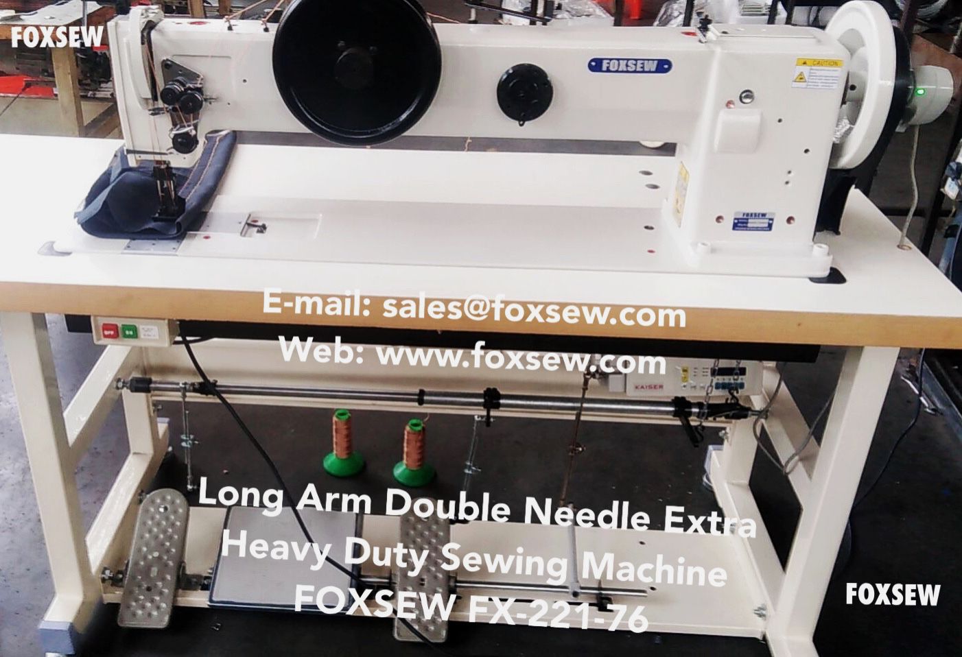 Long Arm Double Needle Extra Heavy Duty Lockstitch Sewing Machines FOXSEW FX-221-76 -3