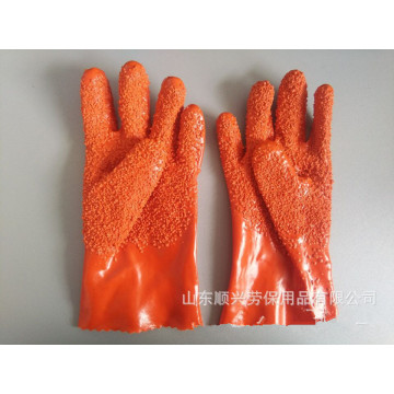 Orange PVC particles Cotton lining Anti-slip gloves