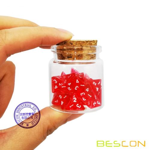 Bescon Mini Transparant Rood D4 Dobbelstenen 30st Healing Drankje Fles, 30st Rollenspel Mini Rood Gem D4 Dobbelstenen Healing Drankje Pack