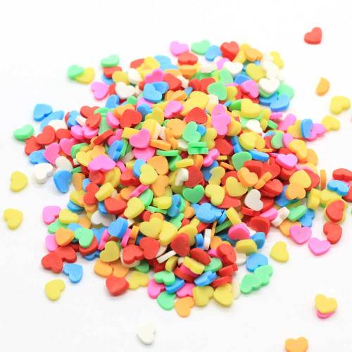 Commercio all&#39;ingrosso Mini Mix Colors Cuore Fette di argilla polimerica morbida 5mm 500 g / borsa Riempitivi per cassa del telefono Kawaii Nail Sticker Bead