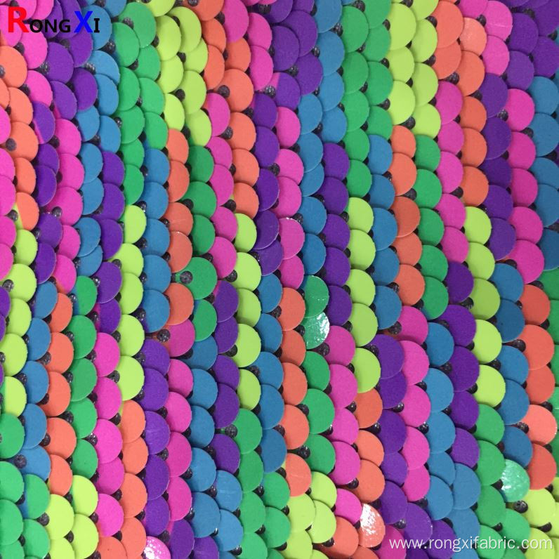 Brand Rainbow 5mm stretch Mesh Sequin Embroidery Fabric