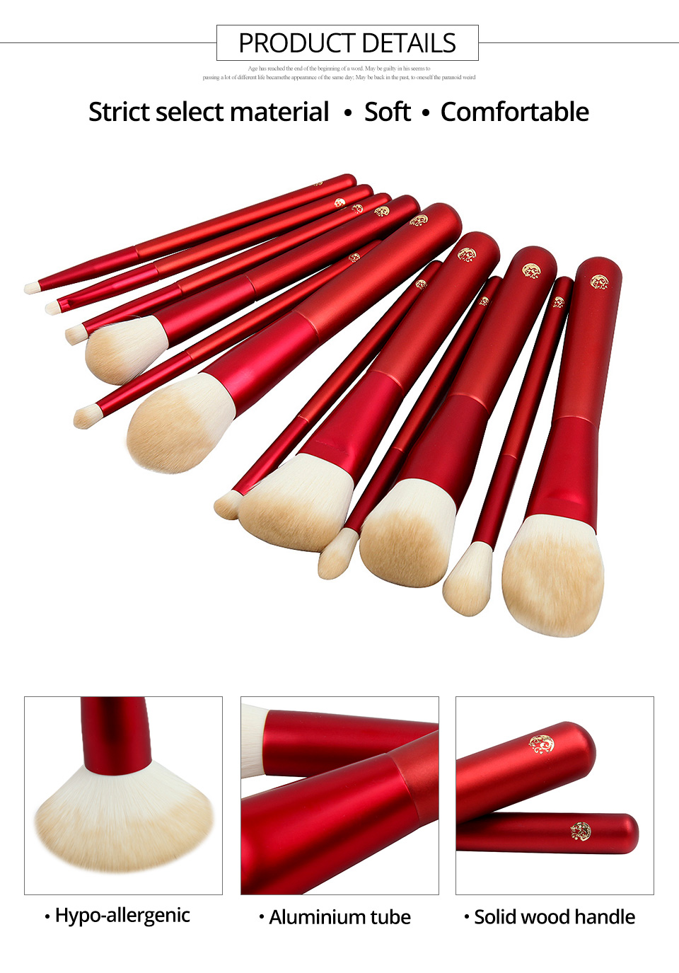 Professional  Beauty 12 Piece Fancy Red Color  Oval Makeup Brush Sets Cosmetic Brush Sets
