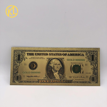 US Gold Banknote Collection: 1 Dollar Note in 24K Gold Plated PVC