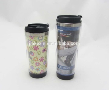Promotional mug with paper insert changeable