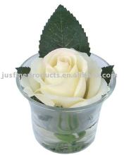 7cm Artificial Single Rose in Fake Water, Rose Bonsai
