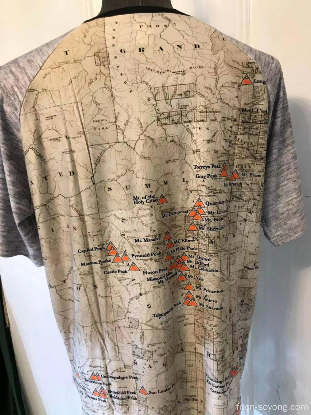 T-shirts à manches raglan imprimés par carte du Colorado pour hommes