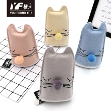 Three-dimensional cat style pompon cute canvas pencil case