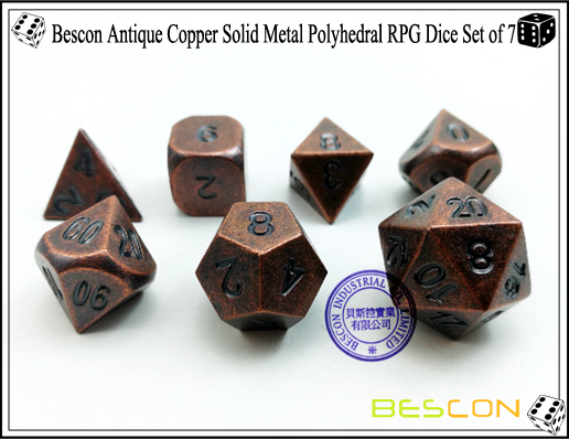 Bescon Antik Kupfer massiv Metall Polyhedral RPG Würfel Set von 7-4 Bescon Antique Copper Solid Metal Polyhedral RPG Dice Set of 7-4