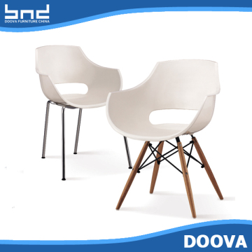 Fashion plastic armchair wooden legs cheap dining chair