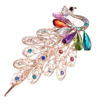 Stora Peacock Crystal Austria strass hårspänne