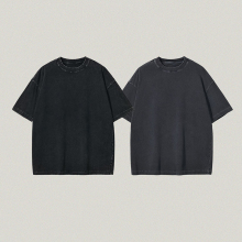 320Grams Heavy Weight Dark Gray Batik Wash Black Distressed Tshirts