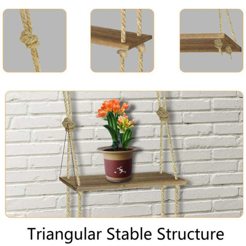 Home Decor Wall Hanging Shelf Rack With Rope