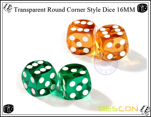 Transparent Round Corner Style Dice 16MM Transparent Round Corner Style Dice 16MM