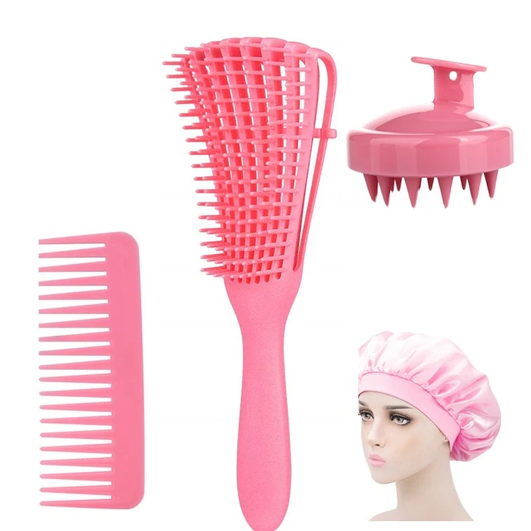 Hair Brush Sets for Women, Thick Hair Curly Hair, Bonnet, Shampoo Brush, Detangling Brush, Comb