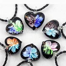 Black Heart Pendant 3D Flower Lampwork Glass Pendant For Necklace Diy