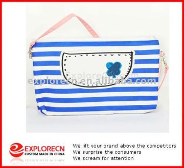 Blue&White ,Striped Blue&White Cosmetic Bag,