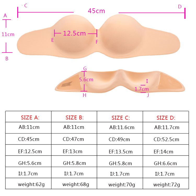 One piece seamless silicone Invisible bra