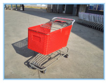 125L hot selling plastic basket metal tolley for mall
