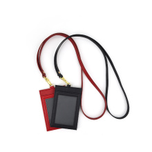 Saffiano Leather ID Card Holder with Neck Lanyard
