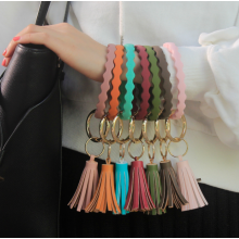 Partihandel Tassel Silicone Keychain Armband Wristlet Bangle