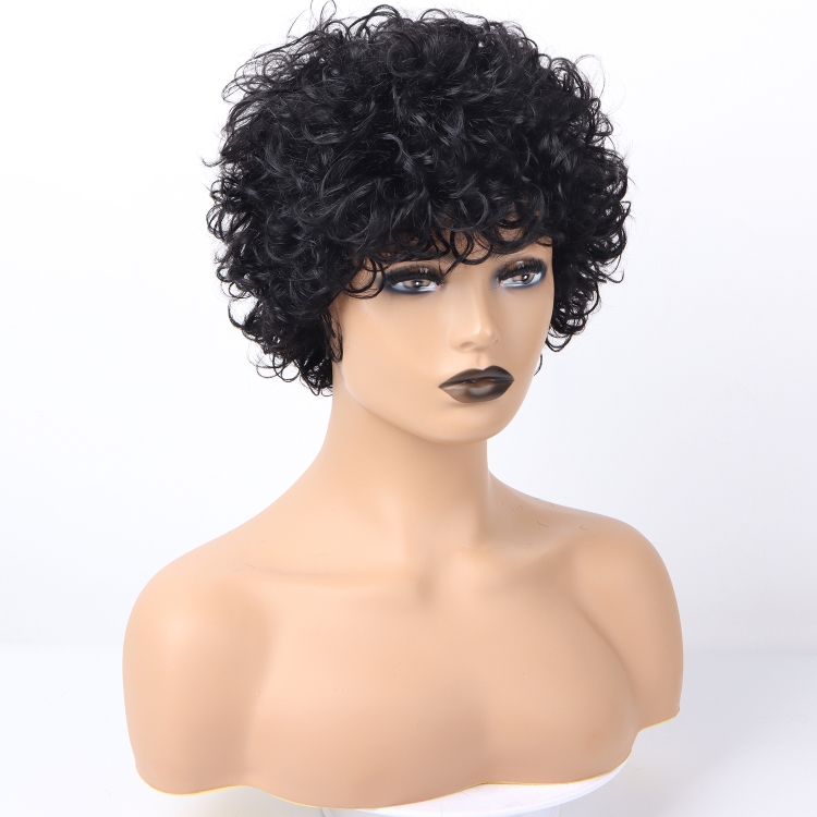 curly wig Wholesale 100% Raw Virgin Cuticle Aligned Brazilian Human Hair for Black Women Short Straight Black Lady  Wigs 1B