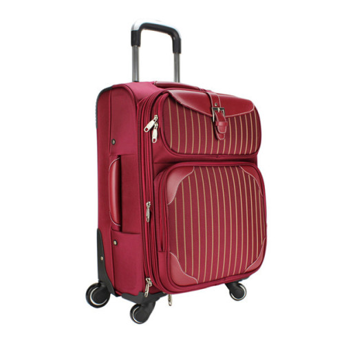 Red color soft side luggage bag, nyloy trolley luggage set