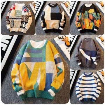 Nylon/Cotton Striped Turtleneck Jumper for Men