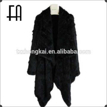 Factory direct wholesale price rabbit knitted fur cape/fur knitted cape