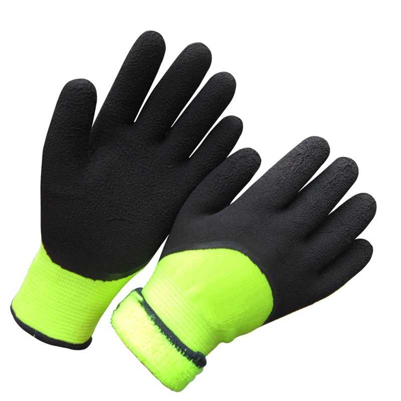 10 Gauge Acrylic Shell Napping Liner Black Latex Foam Coated Winter Gloves