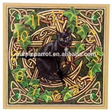 Lisa Parker Black Cat & Pentagram Picture Clock/MDF WALL Clock