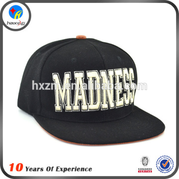 custom leather strap snapback hat with embroidery