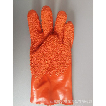 Orange PVC-Partikel Baumwollfutter Anti-Rutsch-Handschuhe