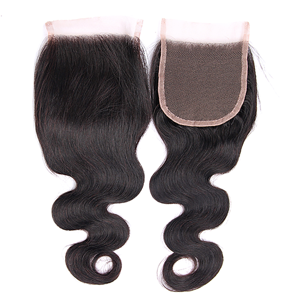 Wholesale virgin hair vendors body wave middle/free/three part closure natural color 4*4 swiss lace closure