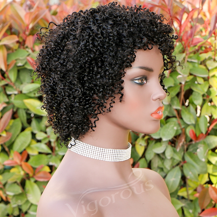 Short bob afro curly wholesale inch pixie cut wave black cheap glueless brazilian real human hair wigs black women