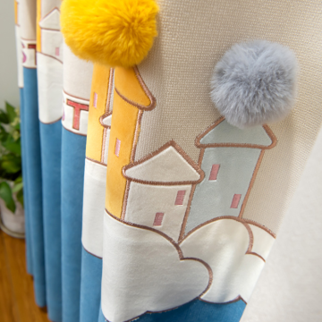 Kid's room cartoon customized shading embroidery curtains