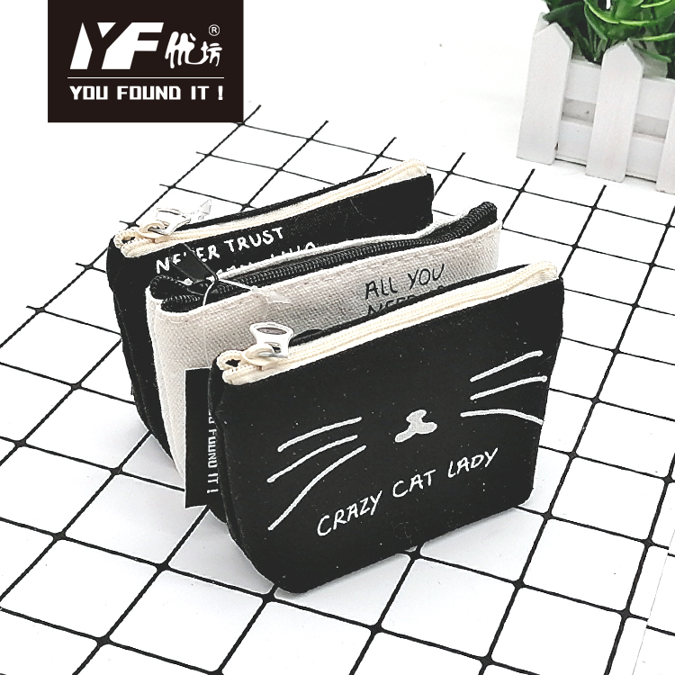 Cat element canvas coin purse