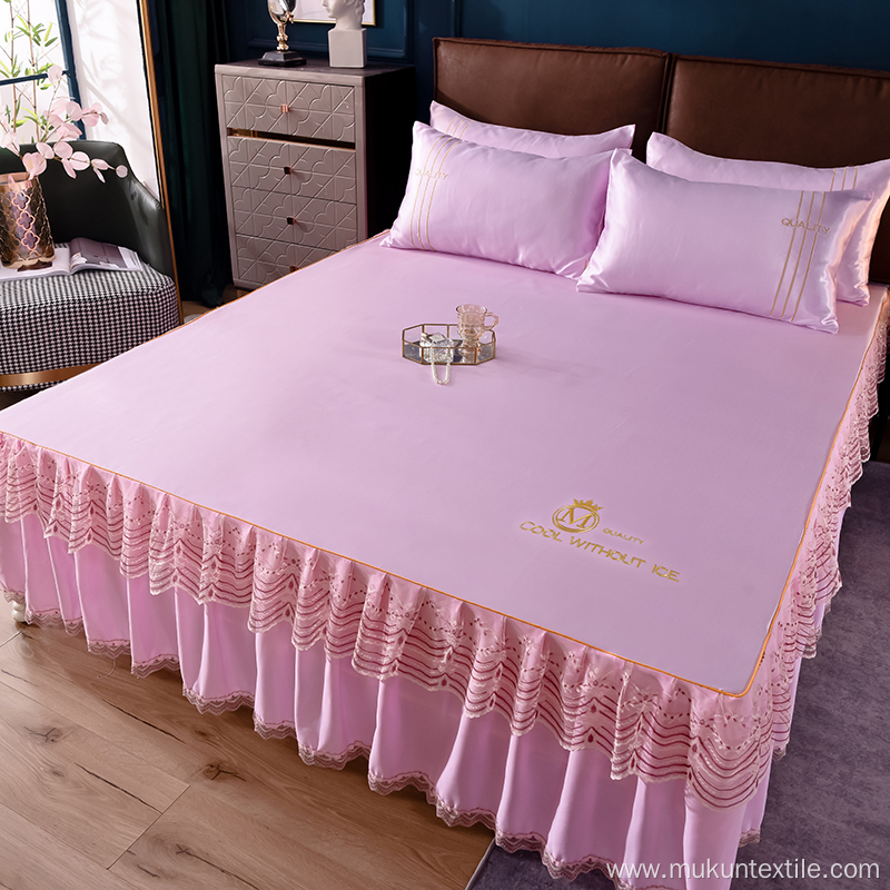 Solid color quilted bed skirt king