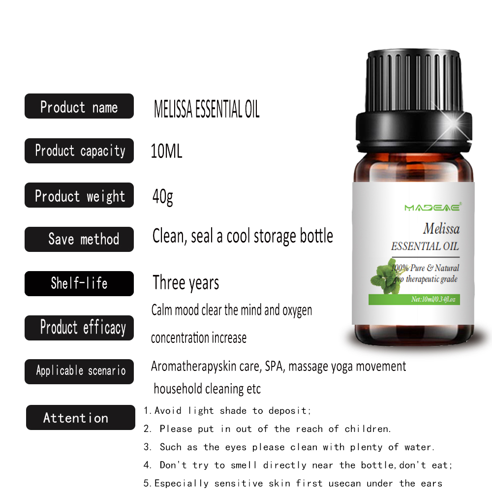 Aceite esencial de Melissa soluble en agua para masaje difusor