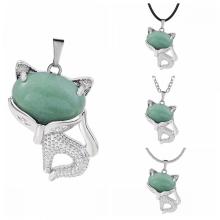 Collier de renard vert aventurine verte pour femmes hommes guérison énergie cristal amulet pendant bijou de bijoux de pierres précieuses